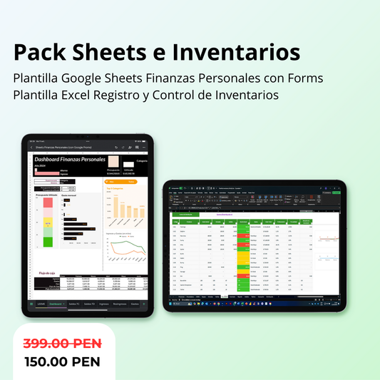 Pack: Google Sheets Finanzas Personales + Excel Registro Inventarios